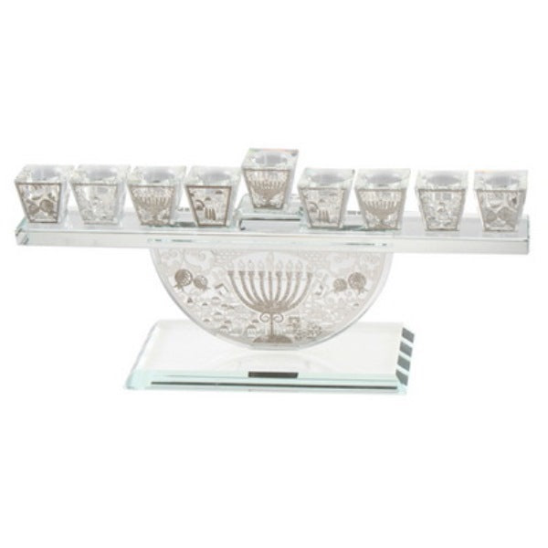 Crystal Menorah: Chanukah Silver Plated Design