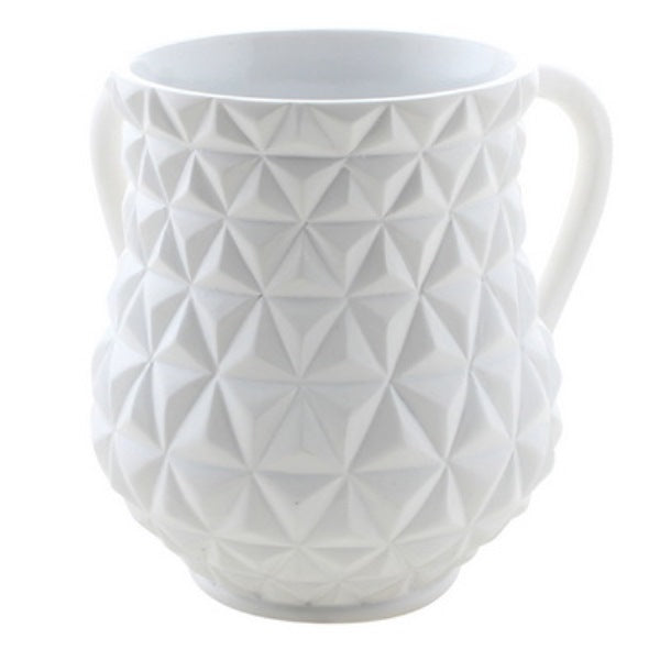 Wash Cup: Polyresin - White Triangles Design