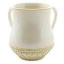 Wash Cup: Polyresin - Cream Lattice Design