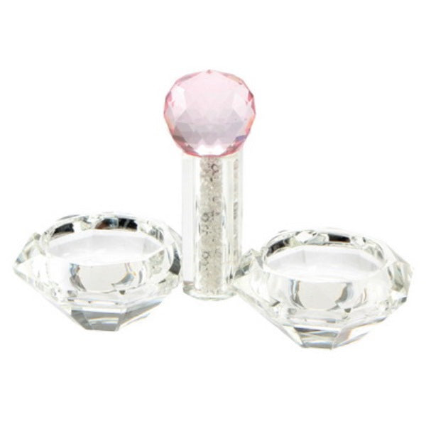 Salt Dish: Crystal Pink Jewel & Crushed Glass Inside