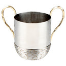 Wash Cup: Aluminum Hammered With Gold Handles And Beaded Bottom