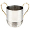 Wash Cup: Aluminum Hammered With Gold Handles And Beaded Bottom