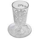 Kiddush Cup: Glass With Tray With Silver Grape Design Print