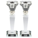 Candlestick Set: Crystal With Crystal Stones Square