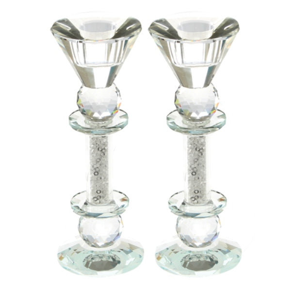 Candlestick Set: Crystal Crushed Glass Inside