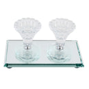 Candlestick Set: Crystal & Glass Tray