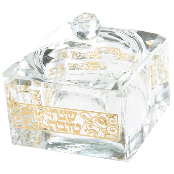 Honey Dish: Crystal & Gold Plated Pomegranate Design