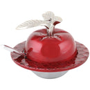 Honey Dish & Spoon: Aluminum Apple Shaped - Red