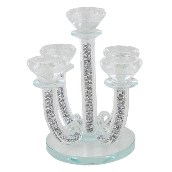 Candelabra: 5 Branch - Crystal Silver Crushed Glass Inside