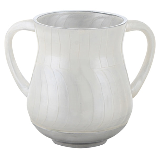Wash Cup: Aluminum White Stripe Design