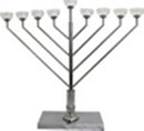 Nickel Plated Menorah With Crystal Cups - Chabad