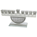 Chanukah Menorah: Crystal & Silver Plated Jerusalem Design