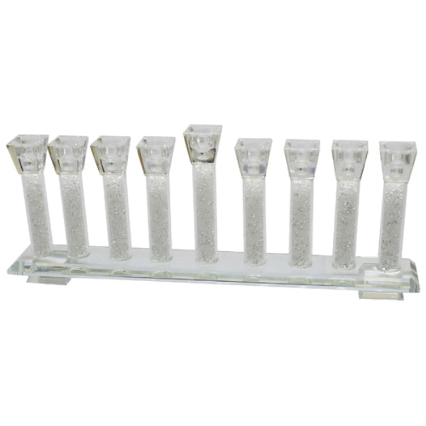 Chanukah Menorah: Crystal Crushed Glass Inside