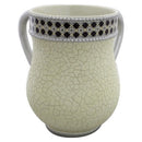 Polyresin Wash Cup: Cream With Brown Shatter Lines