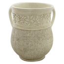Polyresin Wash Cup: Cream Linen Look: Floral Design