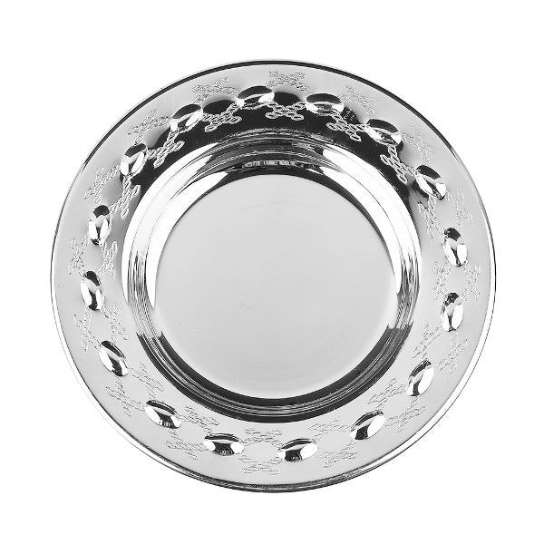 Kiddush Cup Tray: Silver Plated Rope Grid