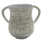 Wash Cup: Aluminum Beige And Ivory Artsy Brick Design