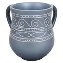 Wash Cup: Polyresin Blue With White Swirl Design