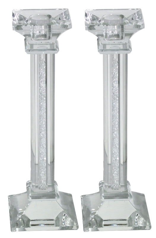 Candlestick Set: Crystal Crushed Glass Inside