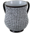 Wash Cup: Polyresin - Woven Design - Grey