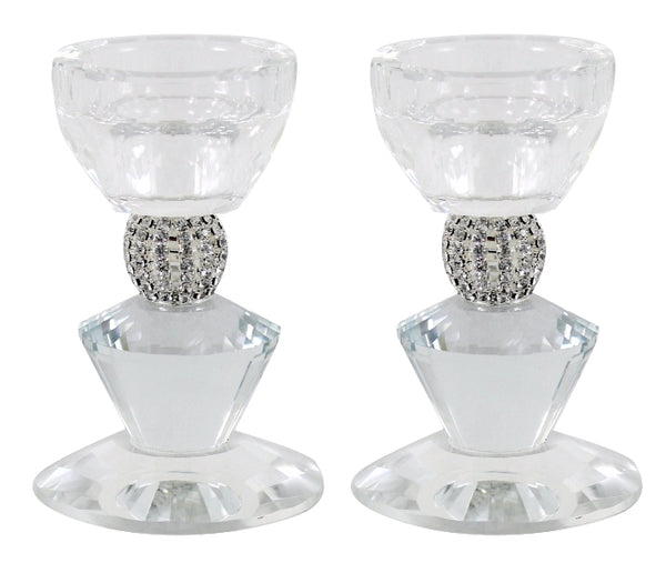 Candlestick Set: Crystal Diamond Design