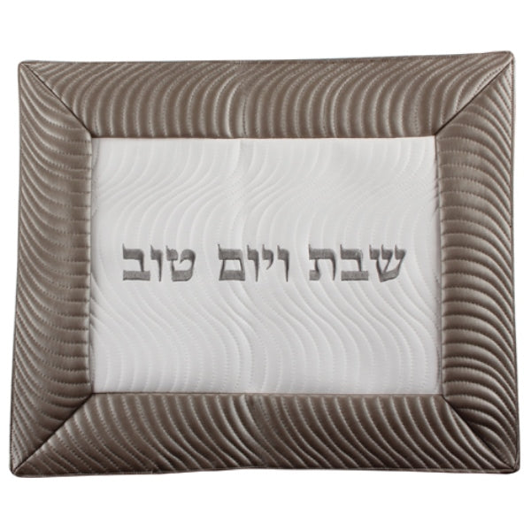 Challah Cover: Leather-Like Wavy Design - Black & White