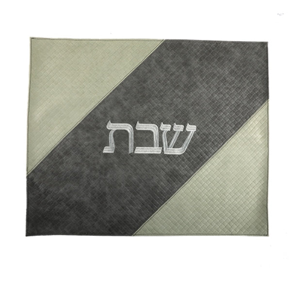 Challah Cover Faux Leather Grey And Cream Diagonal