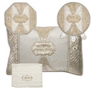 Pesach Set: Brocade And Velvet With Stones - Brown And Off White