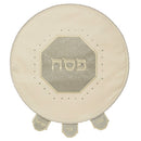 Matzah Cover: Stones And Octagon Center Design Silver Glitter