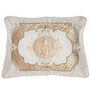 Pesach Pillow Cover: Brocade And Velvet With Stones - Off White And Taupe