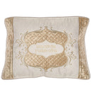 Pesach Pillow Cover: Brocade And Velvet With Stones - Off White And Taupe
