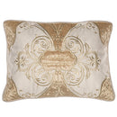 Pesach Pillow Cover: Brocade And Velvet With Stones - Off White And Taupe