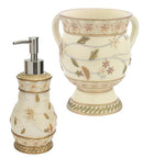 Wash Cup & Soap Dispenser: Polyresin Floral Design