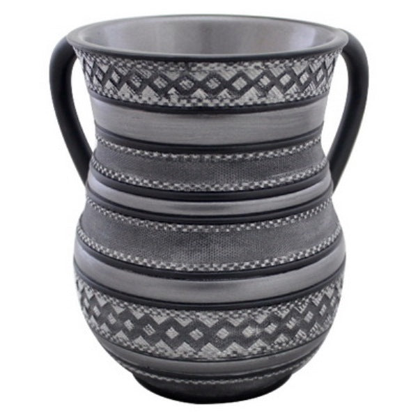 Wash Cup: Polyresin - Mixed Media Stripes - Grey