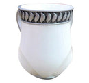 Wash Cup: Polyresin - White & Top Border Design