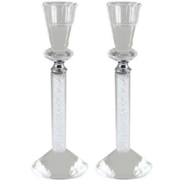 Candlestick Set: Crystal Crushed Glass Inside