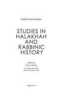Studies in Halakha and Rabbinic History