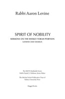 Spirit of Nobility: Sermons on the Weekly Torah Portion - Genesis and Exodus