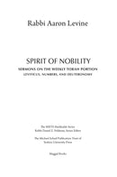 Spirit of Nobility: Sermons on the Weekly Torah Portion - Leviticus, Numbers, and Deuteronomy