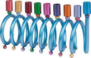 Chanukah Menorah: Anodized Aluminum Blue Spring Shape & Multicolor Cups