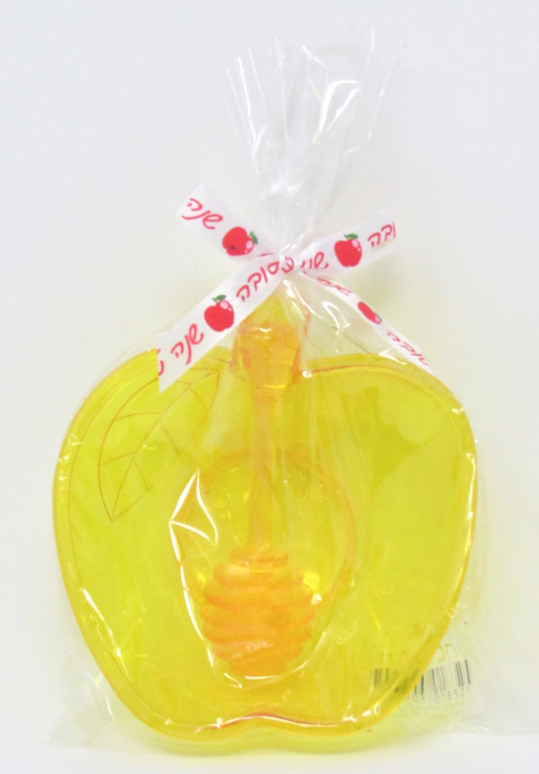 Honey Dish: Apple Shaped With Honeycomb Stick - Plastic