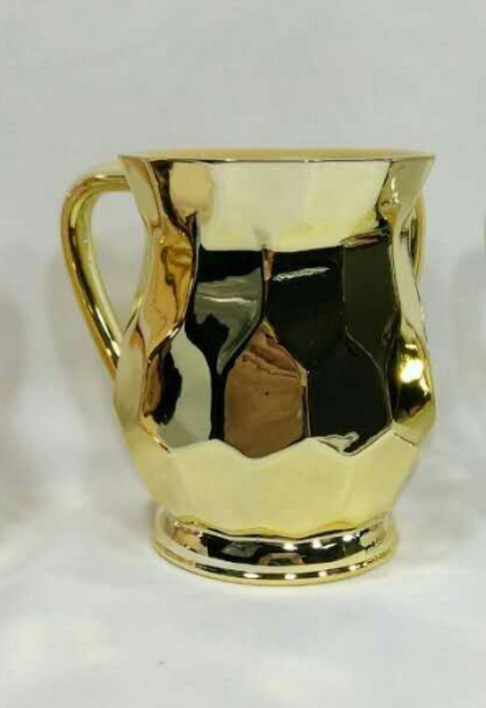 Wash Cup: Metal Coated Lucite Hexagon - Gold
