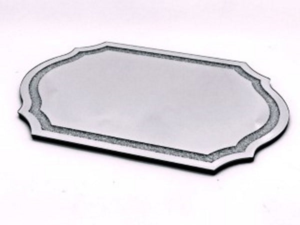 Candlestick Tray: Wood & Mirror - Broken Crystal Border