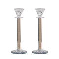 BT Shalom Collection: Crystal Candlestick Set with Inner Net Diamond Design
