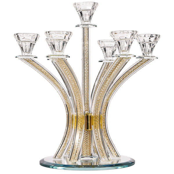 BT Shalom Collection: Crystal 7 Branch Candelabra with Inner Net Design