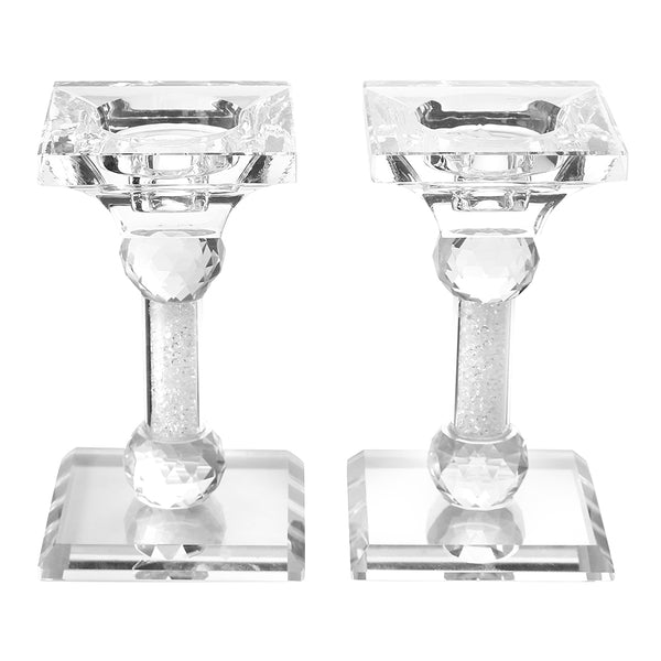 Candlestick Set: Crystal Crushed Glass