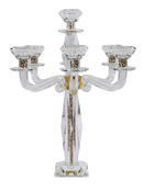 Candelabra: 7 Branch Crystal With Gold Crushed Glass - 17.5"