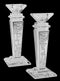 Candlestick Set: Crystal And Silver Shabbos Kodesh Design - 8"