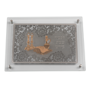 Challah Board: Glass Silver Plate With Gold Shabbos Kodesh Design