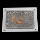 Challah Board: Glass Silver Plate With Gold Shabbos Kodesh Design